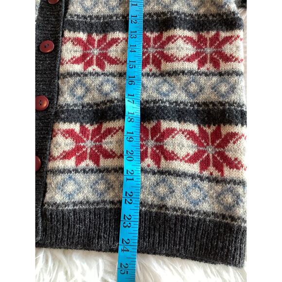 VTG Women's Wool Fair Isle Print Button Front Cardigan Sweater Multicolor Medium - Picture 10 of 10